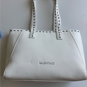 Valentino White Textured Tote